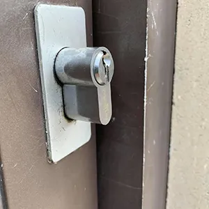 a close up of a door handle on a door